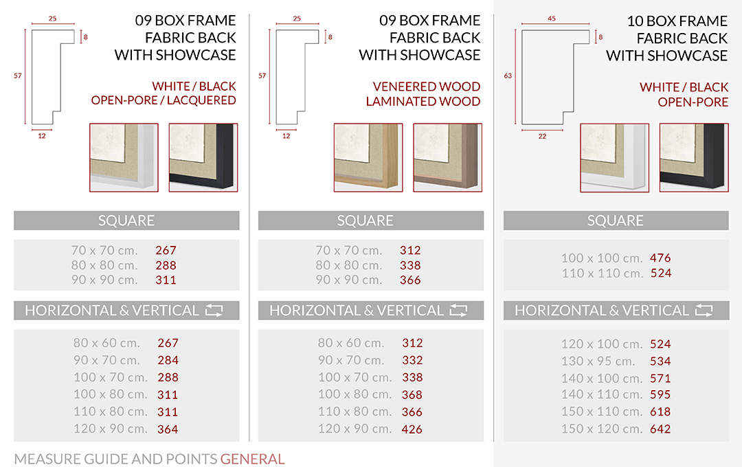 Medidas Marco 09 Box Fabric back with Showcase L